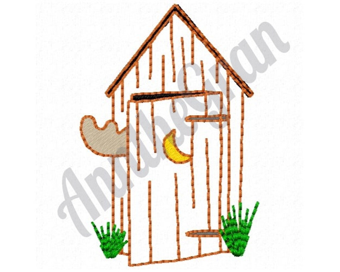 Outhouse Embroidery Design. Machine Embroidery Design. Outhouse Toilet Pattern. Toilet Pattern
