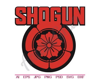 Écusson Shogun - Svg, Dxf, Eps, Png, Jpg, art vectoriel, des cliparts, fichier de coupe, Svg japonais, Svg du clan, fleur, Svg emblème, Svg samouraï, lun Svg