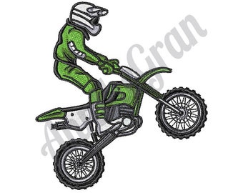 Motocross Rider - Machine Embroidery Design. Dirt Bike Embroidery Pattern. Motocross Design. Motorcycle Pattern. Off Road Motorcycle Design