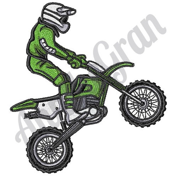 Motocross Rider - Stickdatei für die Stickmaschine. Dirt Bike Stickmuster. Motocross Design. Motorrad Schnittmuster. Off Road Motorrad Design