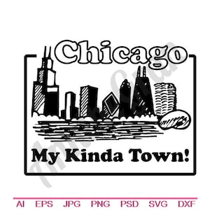 Linha da Cidade de Chicago Svg, Dxf, Eps, PNG, Jpg, Arte Vetorial, Clipart, Arquivo de Corte, My Kinda Town Svg, Arquivo de Corte de Chicago, Arquivo de Corte de Metrópolis, Cidade Svg