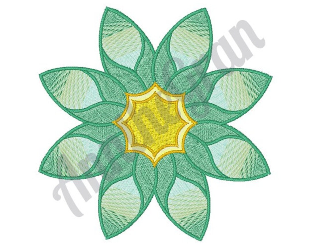 Teal Flower Petals Embroidery Design. Machine Embroidery Etsy