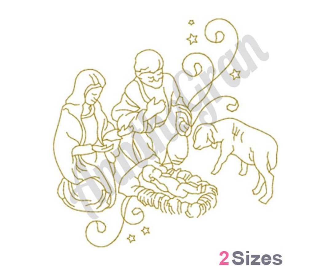 Nativity Scene Embroidery Design. Baby Jesus Embroidery Design. Christian Pattern. Machine
