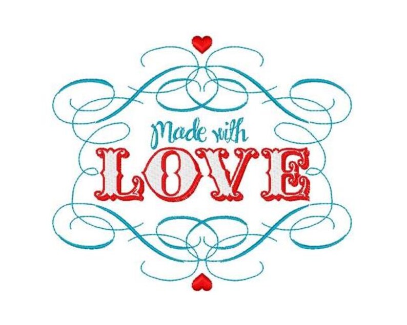 Made With Love Machine Embroidery Design Etsy