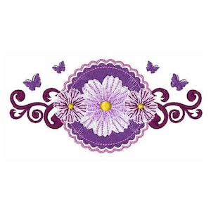 Floral Butterflies Border - Machine Embroidery Design