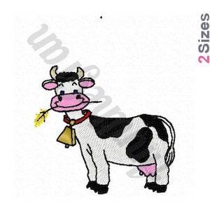 Dairy Cow Embroidery Design. Machine Embroidery Design. Funny Cow Embroidery Pattern. Chewing Baby Cow Design. Calf Embroidery Pattern