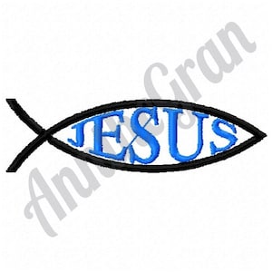 Jesus Christ Fish Embroidery Design. Machine Embroidery Design. Ichthys Symbol Pattern. Religious Embroidery Design. Christian Symbol Design