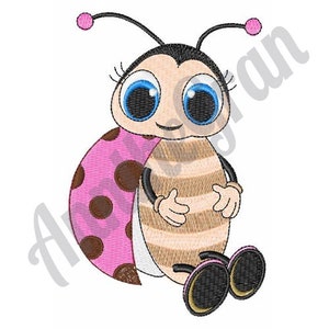 Marienkäfer Mädchen Stickdatei. Stickdatei für die Stickmaschine. Marienkäfer Muster. Baby-Bug-Design. Baby Marienkäfer Muster