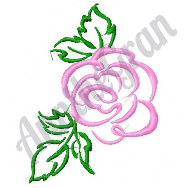 Pink Rose Outline Embroidery Design. Machine Embroidery Design. Rose Embroidery Pattern. Floral Outline Pattern. Valentines Flower Design