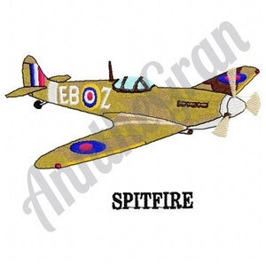 Spitfire Machine Embroidery Design. Aircraft Embroidery Design. Military Embroidery Design. Machine Embroidery Design. Airplane Design
