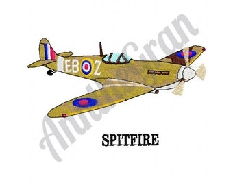 Spitfire Machine Embroidery Design. Aircraft Embroidery Design. Military Embroidery Design. Machine Embroidery Design. Airplane Design