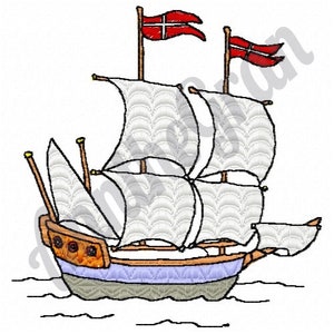 Pirate Ship Embroidery Design. Machine Embroidery Design. Viking Ship Embroidery Pattern. Sailing Ship Pattern. Barque Embroidery Design