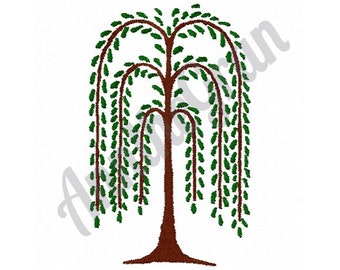 Willow Tree Embroidery Design. Machine Embroidery Design. Tree Embroidery Pattern. Willow Pattern. Plant Embroidery Design