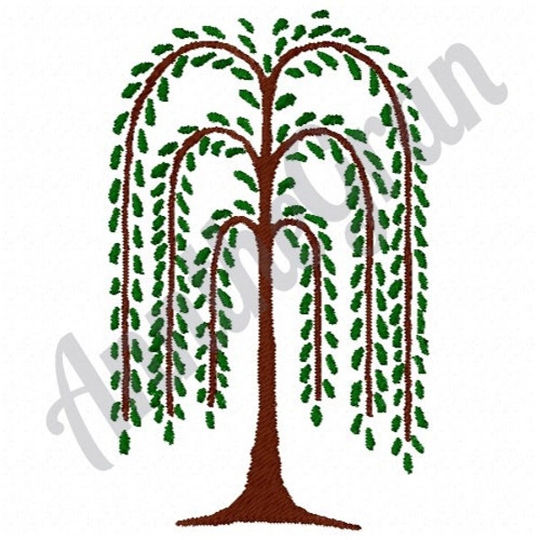 Willow Tree Embroidery Design. Machine Embroidery Design. Tree Embroidery Pattern. Willow Pattern. Plant Embroidery Design