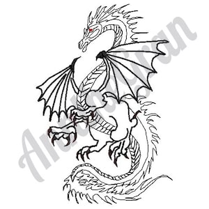 Dragon Outline Embroidery Design. Machine Embroidery Design. Dragon Embroidery Pattern. Dragon Design