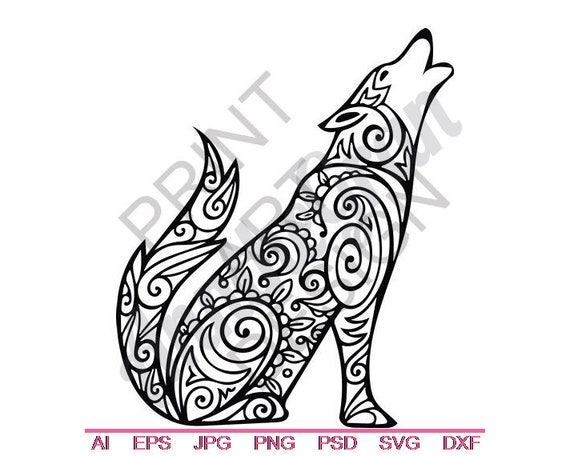 Download Tribal Wolf Svg Dxf Eps Png Jpg Vector Art Clipart Cut Etsy