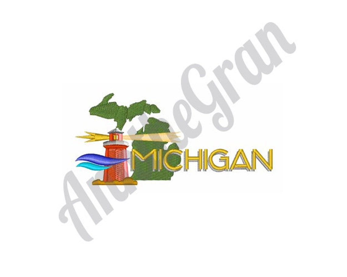 Michigan Machine Embroidery Design. State of Michigan Etsy