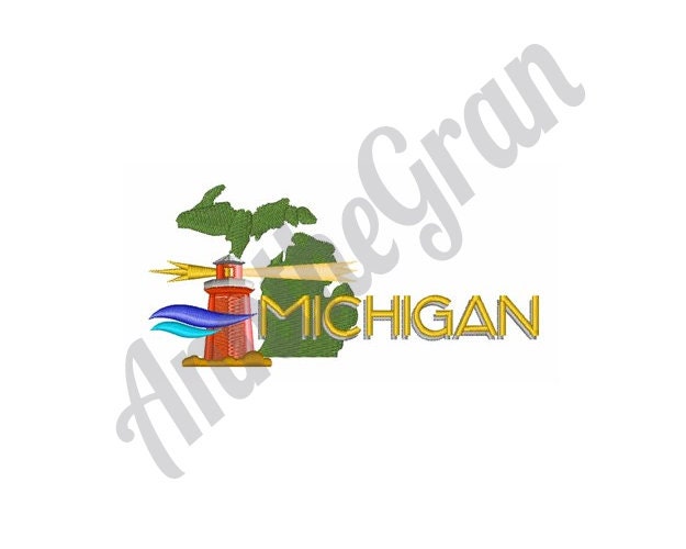 Michigan - Machine Embroidery Design. State of Michigan Embroidery ...