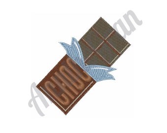 Chocolate Bar Embroidery Design. Machine Embroidery Design. Chocolate Pattern. Dark Chocolate Embroidery Design. Sweet Dessert Embroidery
