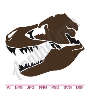 T-Rex Skull Svg, Dxf, Eps, Png, Jpg, Vector Art, Clipart, Cut File, Dinosaur SVG, Dino Skull Cut File, Dino Cut File, Tyrannosaurus Cut File