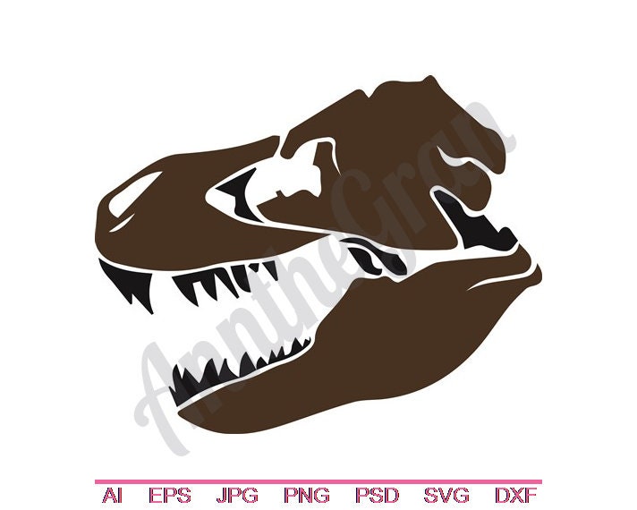 T-Rex Skull Svg Dxf Eps Png Jpg Vector Art Clipart Cut | Etsy