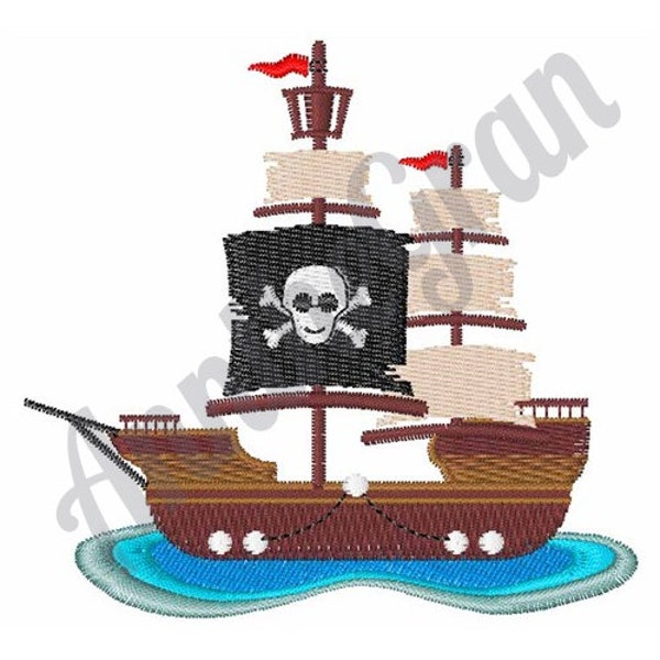 Motif de broderie bateau pirate. Motif de broderie machine. Motif pirate. Motif de broderie de navire. Motif de broderie contre le piratage. Logo pirate