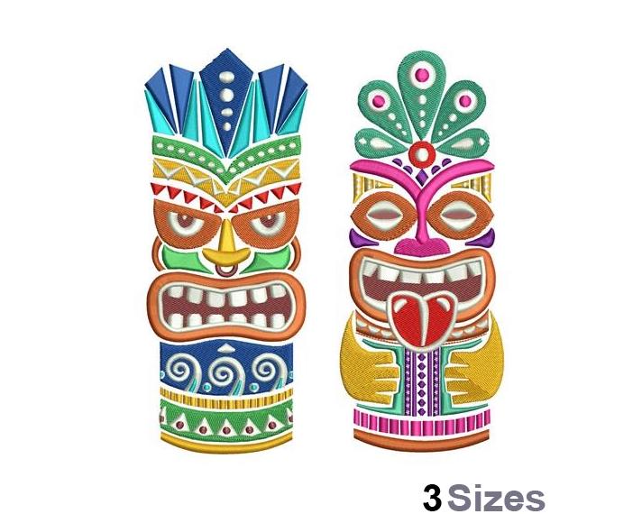Tiki Statues - Machine Embroidery Design - 3 Sizes, Maori Statue Embroidery Design, First Man Tiki Embroidery Design
