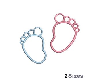 Baby Feet Print Outline - Machine Embroidery Design - 2 Sizes, Baby Boy & Girl Footprints Embroidery Pattern