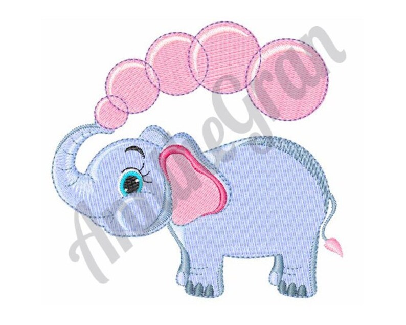 Baby Elephant Bubbles Embroidery Design. Machine Embroidery Etsy