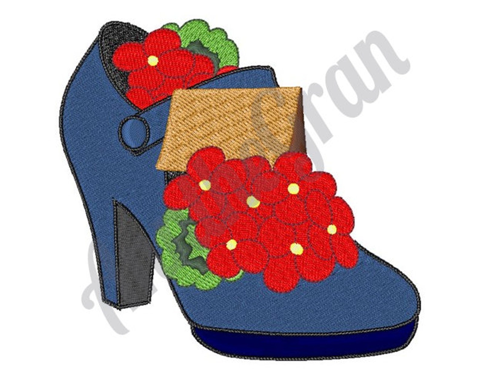 Flower Shoe Embroidery Design. Machine Embroidery Design. Etsy