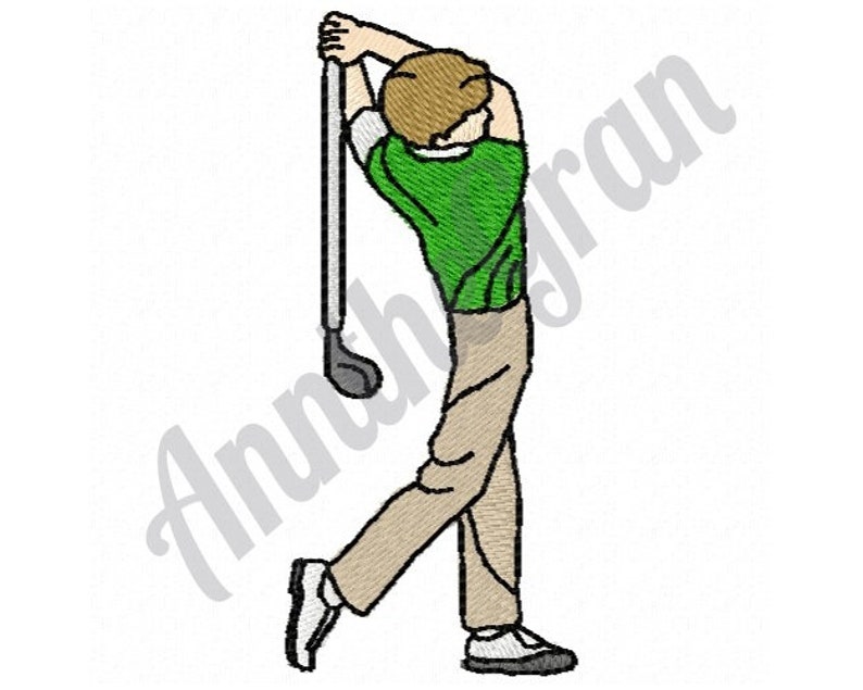 Golf Player Swing Machine Embroidery Design