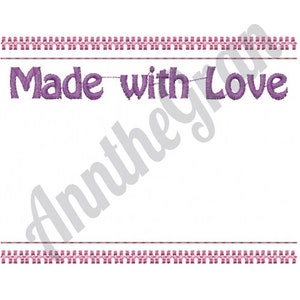 Made With Love - Machine Embroidery Design, Label - Machine Embroidery Design, Tag - Machine Embroidery Design