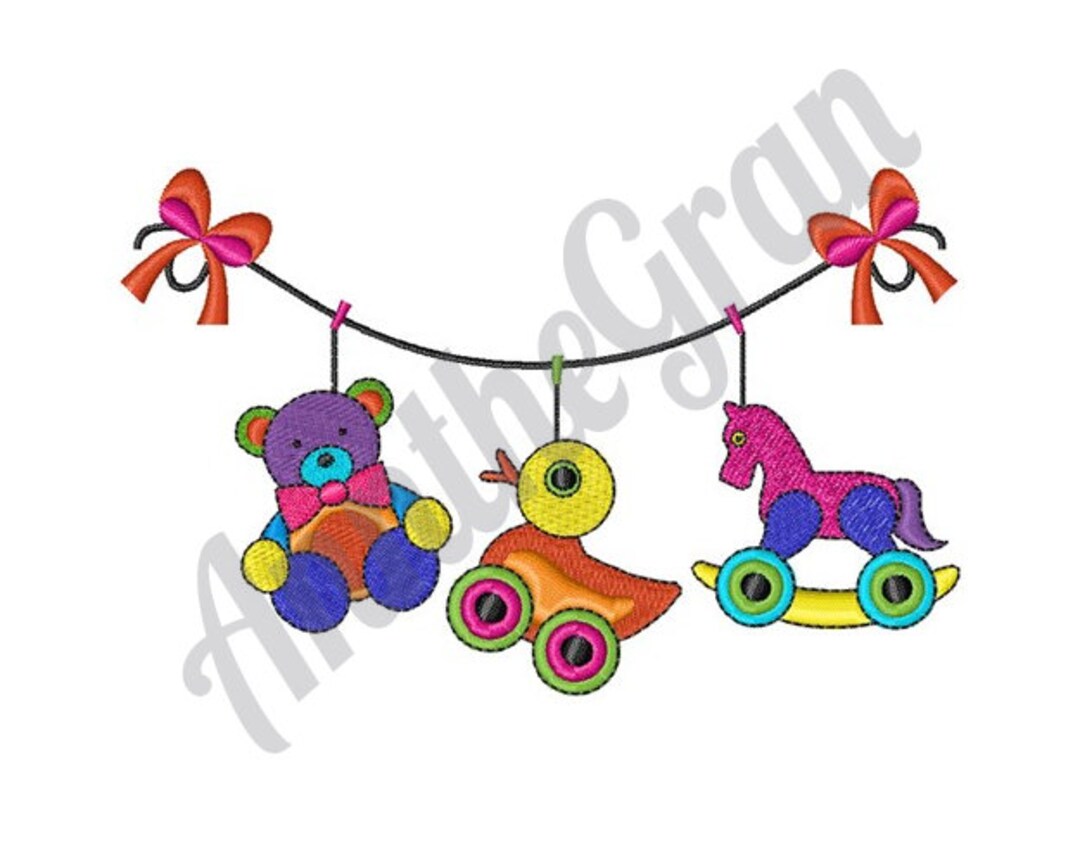 Clothesline Toys Embroidery Design. Toy Clothesline Embroidery Etsy