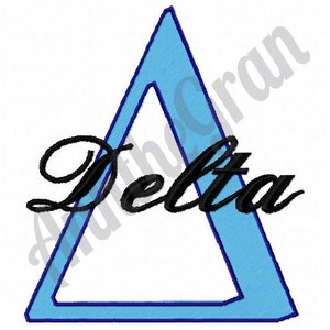 Dreieck Stickdatei. Stickdatei für die Stickmaschine. Griechische Schrift. Sorority Stickerei Buchstabe. Griechisches Alphabet-Muster. Bruderschaft Schriftart