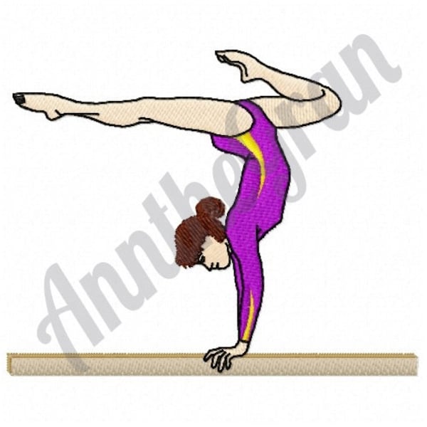Gymnast Girl Embroidery Design. Machine Embroidery Design. Balance Beam Embroidery Pattern. Gymnast Handstand Pattern. Gymnastics Woman