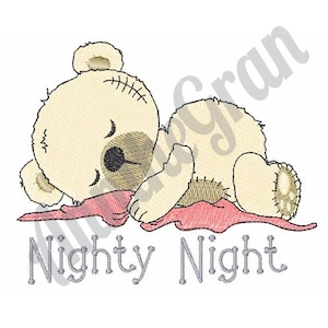 Sleeping Teddy Bear Machine Embroidery Design