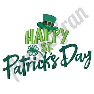 Fijne St. Patrick&#39;s Day - machineborduurontwerp. Borduurpatroon kabouterhoed. Lucky Irish borduurontwerp. Klaverborduurwerk