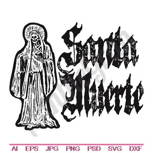 Statue du Père Noël Svg, Dxf, Eps, Png, Jpg, Art vectoriel, Clipart, fichier de coupe. Saint saint mort Svg. Fichier de coupe Halloween. Statue religieuse Svg