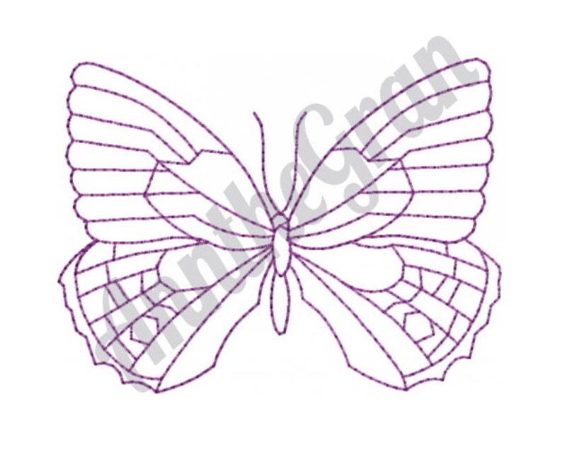 Butterfly Outline Machine Embroidery Design Etsy