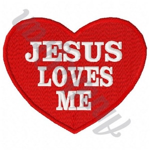 Jesus Loves Me Embroidery Design. Jesus Embroidery Design. Heart Embroidery Design. Machine Embroidery Design. Religious Embroidery Design