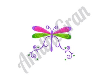 Dragonfly Embroidery Design. Machine Embroidery Design. Colorful Dragonfly Embroidery Pattern. Swirly Dragonfly Pattern. Insect Embroidery
