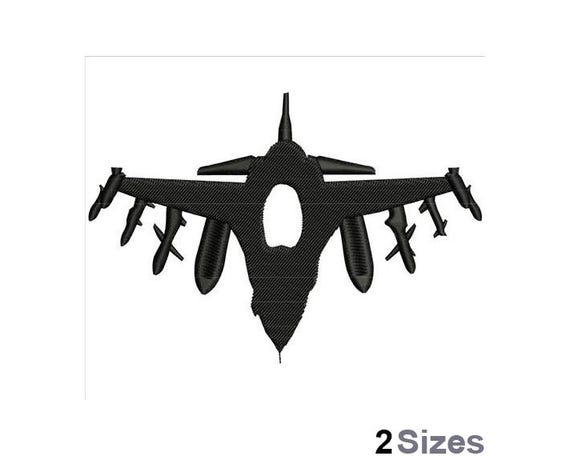 F-16 Falcon - Machine Embroidery Design - 2 Sizes, Fighter Aircraft Embroidery Pattern, Military Aircraft Silhouette Fighter Aircraft