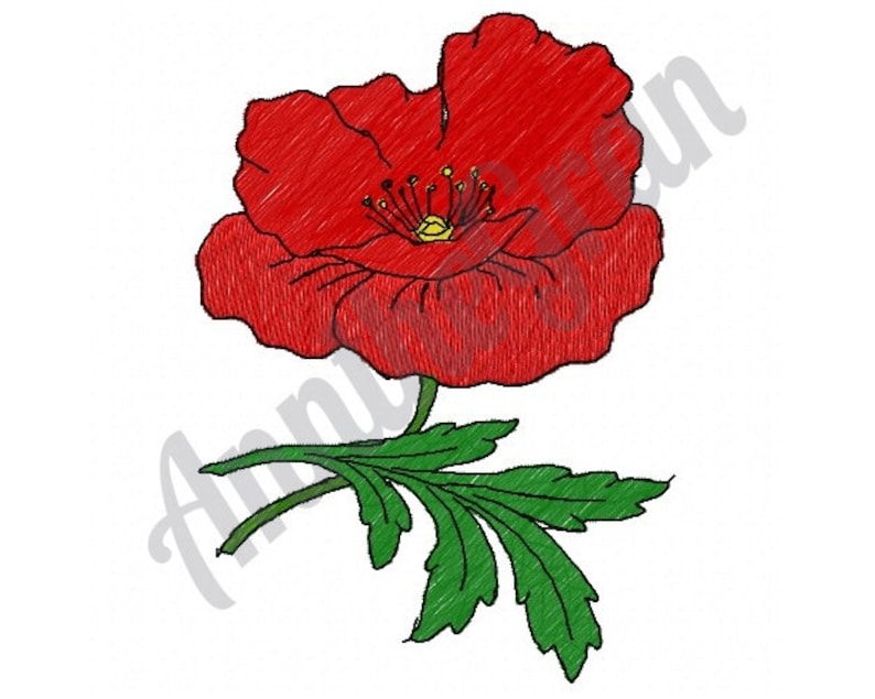 Poppy flower embroidery design machine embroidery design  etsy