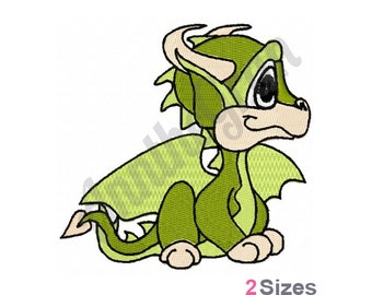 Baby Dragon Embroidery Design. Machine Embroidery Design. Little Green Dragon Embroidery Pattern. Cute Baby Dragon Embroidery Pattern