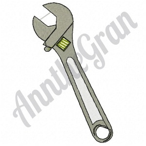 Adjustable Wrench Embroidery Design. Machine Embroidery Design. Wrench Tool Embroidery Design. Adjustable Spanner Embroidery Pattern