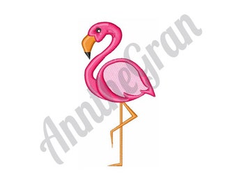 Flamingo Embroidery Pattern. Machine Embroidery Design. Pink Bird Embroidery Design. Flamingos Embroidery Pattern
