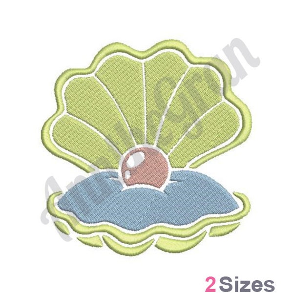 Open Clam & Pearl - Machine Embroidery Design - 2 Sizes, Shell With Pearl Embroidery Pattern