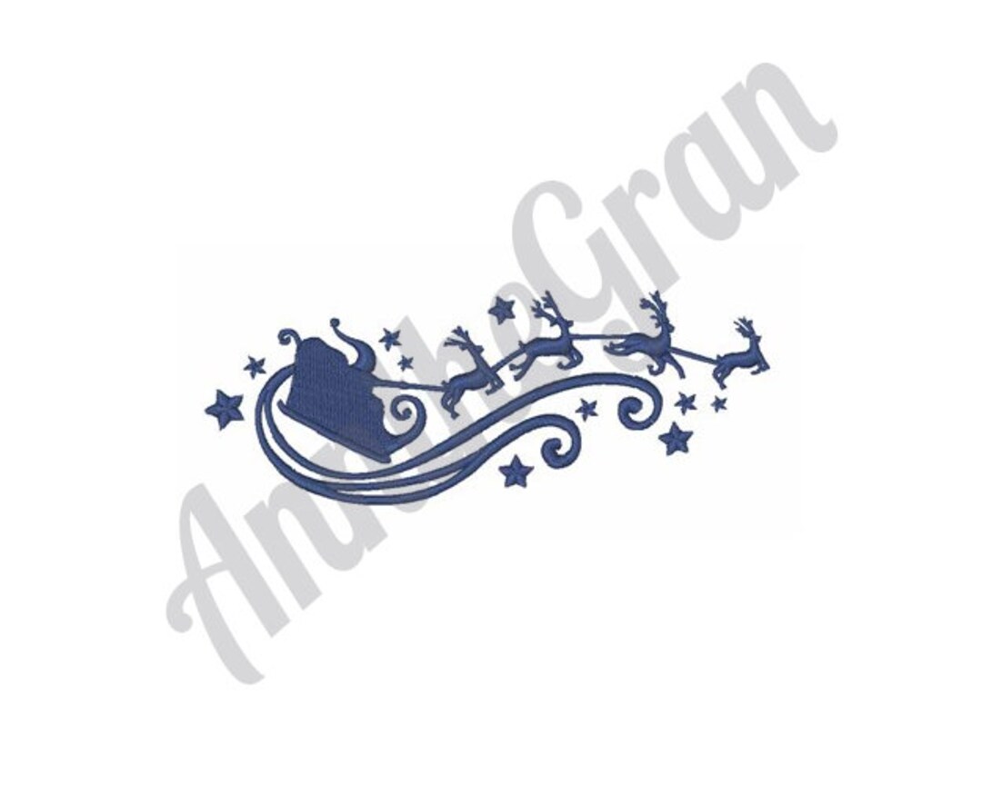 Santa's Sleigh Embroidery Design. Machine Embroidery Design. Christmas ...