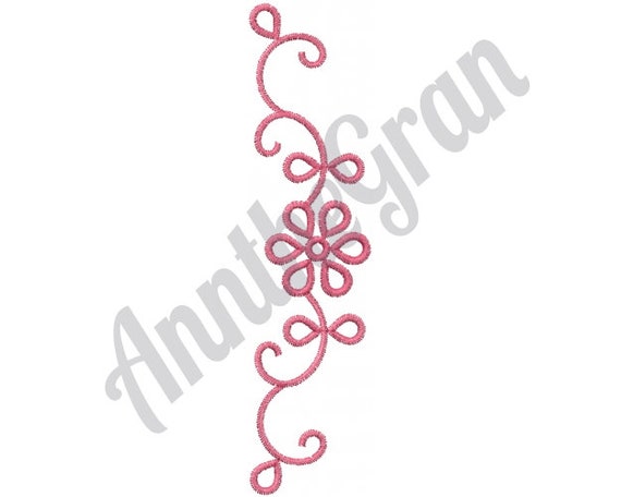 swirling flower border machine embroidery design etsy swirling design