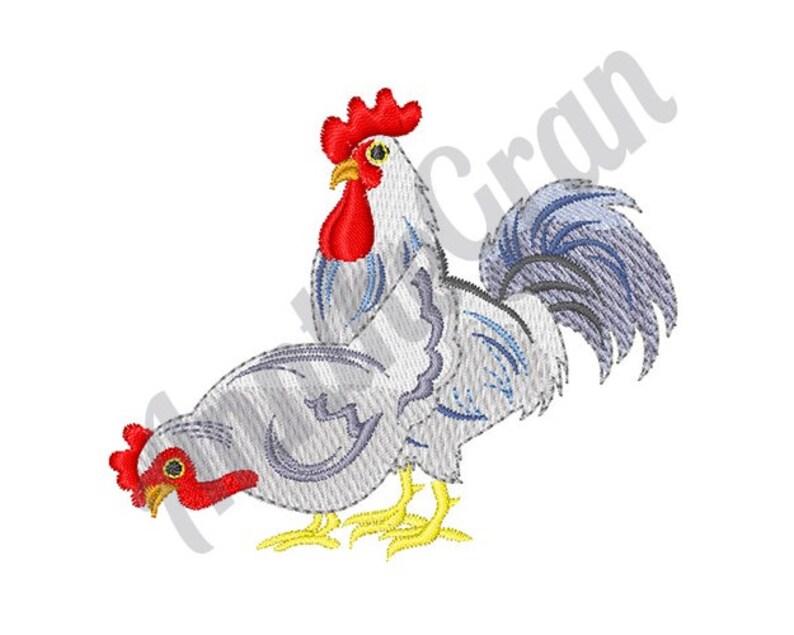 CHICKENS /"Rooster /& Hen/" Iron-On Embroidered Patches 2 COLORS AVAILABLE